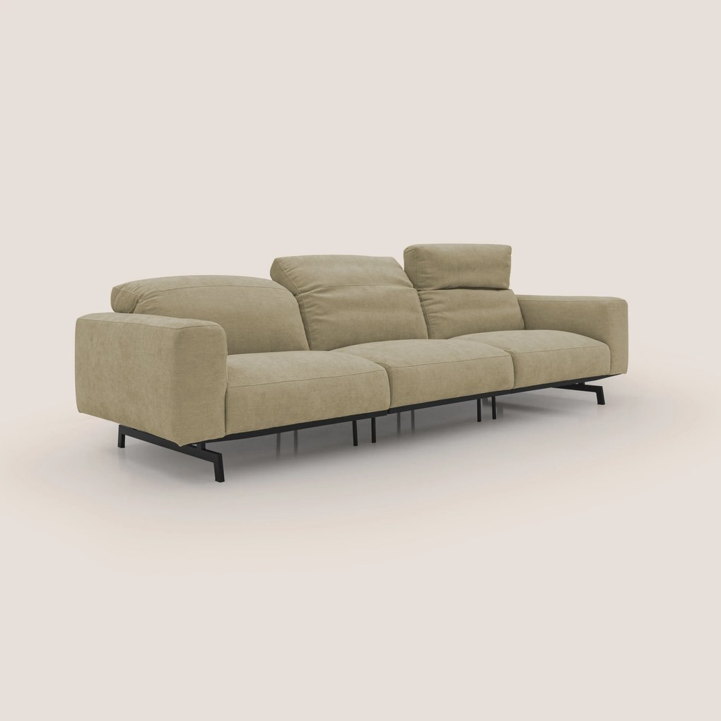 Sakura divano in piuma d'oca modulare a 3 sedute in morbido tessuto fiammato impermeabile T14 beige