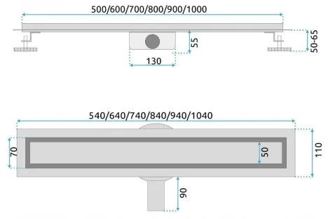 REA-G5807 - Canalina di scarico NEOX PRO 60 cm in acciaio inossidabile