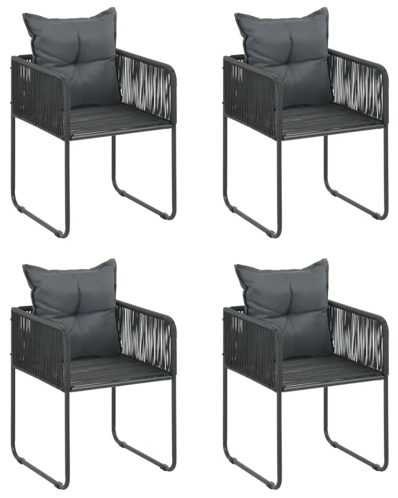 Set da pranzo da giardino 5 pz in rattan pvc nero e marrone