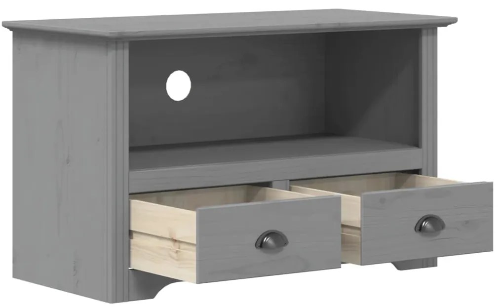 Mobile tv 2 cassetti bodo 91x43x56cm legno massello pino grigio