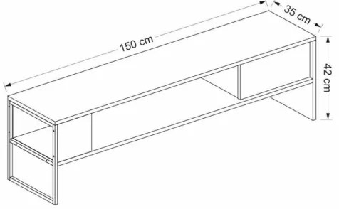 Mobile Porta TV 150x35x42 Con Anta E Vano A Giorno Concord Bianco E Nero