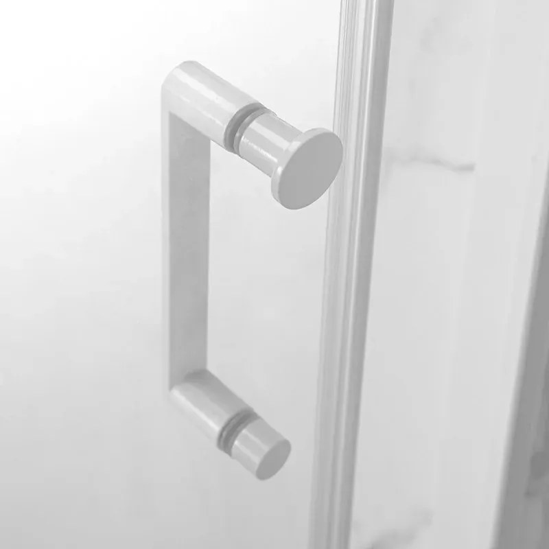 Porta doccia nicchia 140cm in vetro temperato trasparente scorrevole con profilo bianco Tay