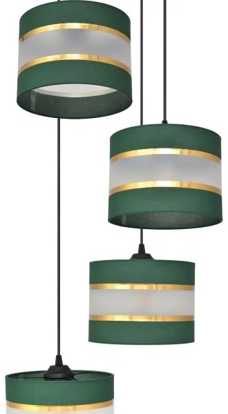 Lampadario a sospensione con filo HELEN 4xE27/15W/230V verde/oro