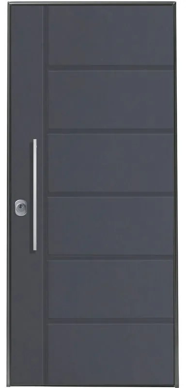 Porta blindata YALE Porta Thermo L 80 x H 210 cm in PVC grigio 7016 opaco/bianco, apertura spingere a destra, falso telaio incluso