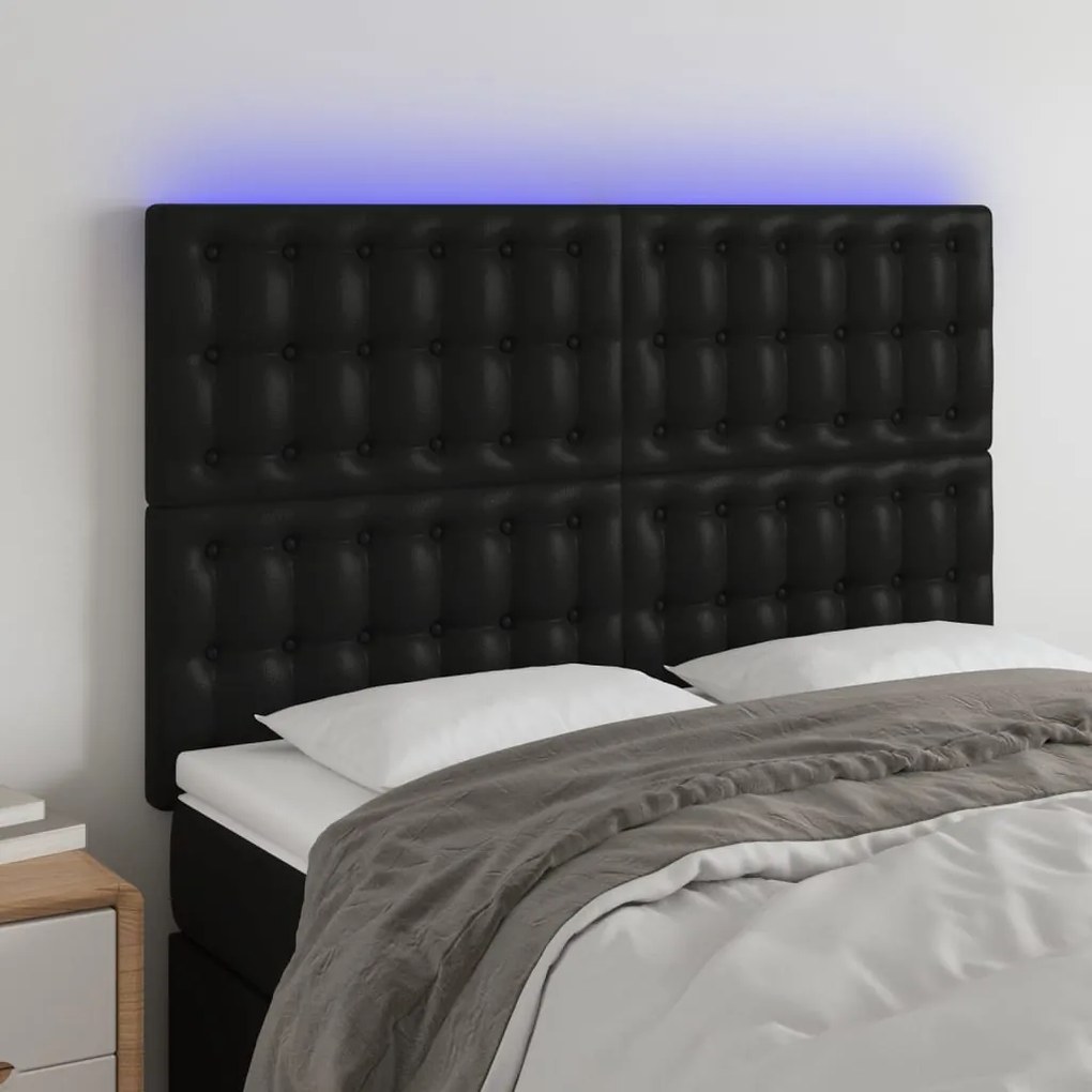 Testiera A Led Nera 144x5x118/128 Cm İn Similpelle /