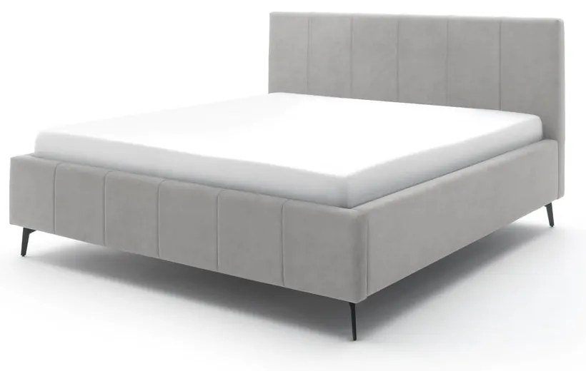 Letto matrimoniale imbottito grigio chiaro con contenitore con rete inclusa 160x200 cm Lizzano – Meise Möbel