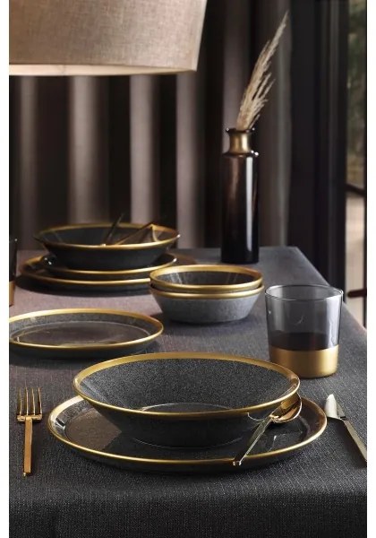 Set da tavola 8 pezzi nero/oro/porcellana