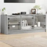 Mobile Porta TV con Ante in Vetro Grigio Sonoma 102x37x42 cm 836411