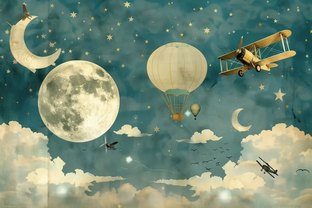 Carta da parati autoadesiva – Cielo da sogno con aerei