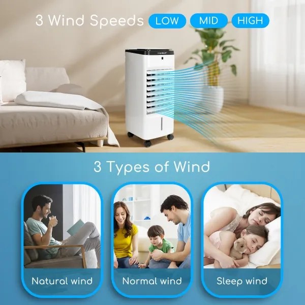 Aigostar - Raffrescatore aria 60W/230V bianco/nero con telecomando