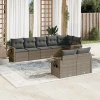 Set Divano da Giardino 8 pz con Cuscini Grigio in Polyrattan 3252757