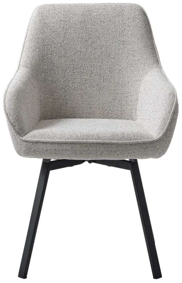 Sedia da pranzo grigio chiaro in imbottito con braccioli Alma – Unique Furniture