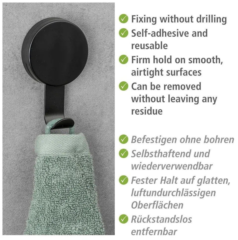 Set di 2 ganci per asciugamani neri Pavia - Wenko