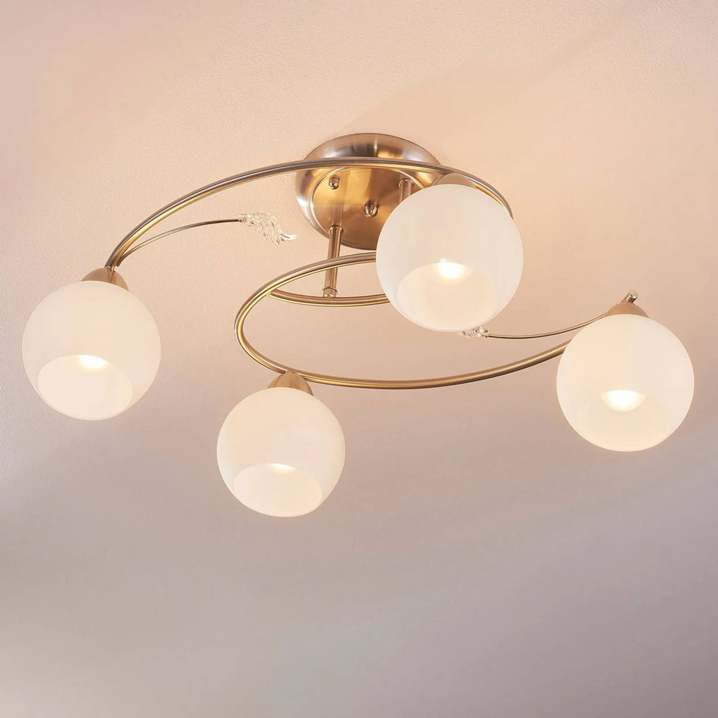 Plafoniera soffitto Svean Lindby, dimmerabile, Alluminio / Grigio / Zincato, Soggiorno / Sala da pranzo, Vetro, Moderno, Plafoniera
