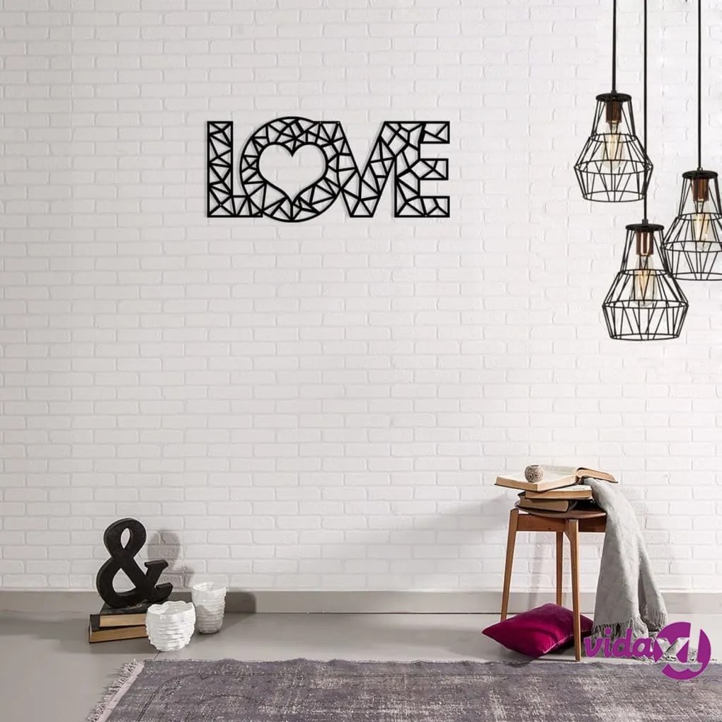 Homemania Decorazione da Parete della Parola Love 50x20cm Acciaio Nero
