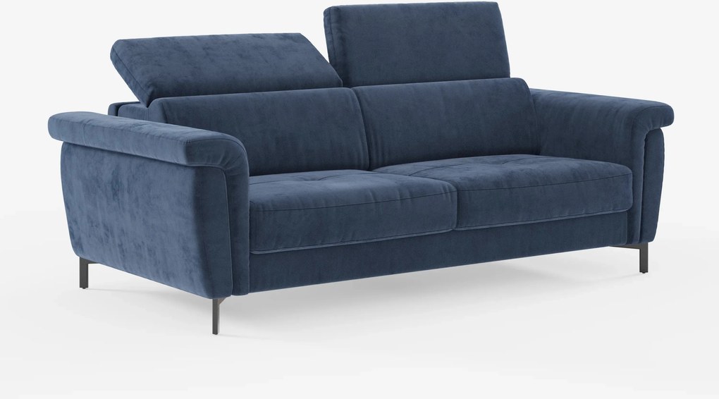 Capri divano letto di design con piedini alti - poggiatesta reclinabili in raffinato tessuto effetto velluto smacchiabile T30