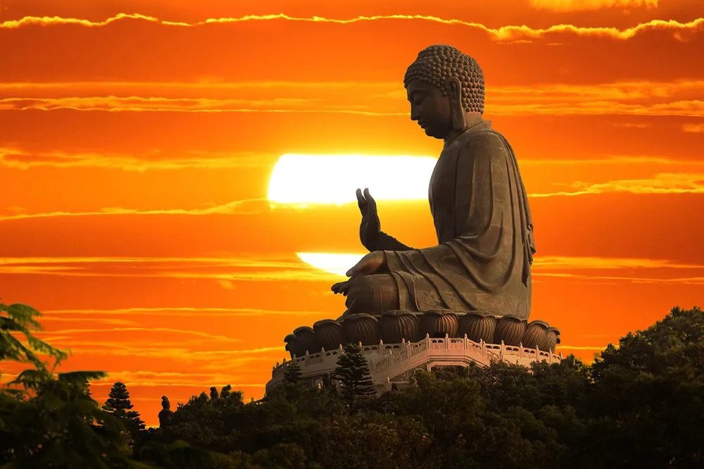 Carta da parati – Statua di Buddha al tramonto