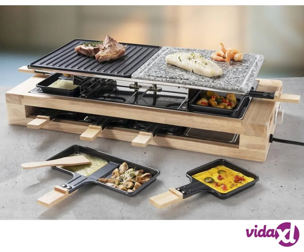Bestron Piastra per Raclette ARG300BW 1500W Nera in Legno XL