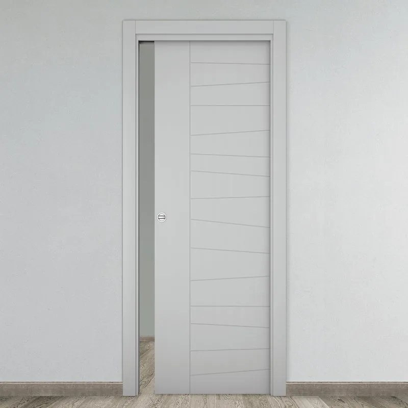 Porta scorrevole Madera grigio L 80 x H 210 cm reversibile