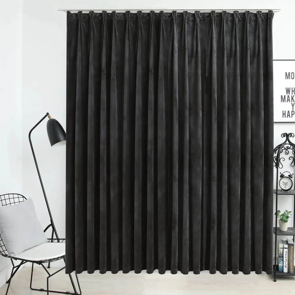 Tenda Oscurante Con Ganci İn Velluto Antracite 290x245 Cm /