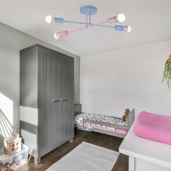 Plafoniera CAMBRIDGE 4x E27/15W/230V blu/rosa