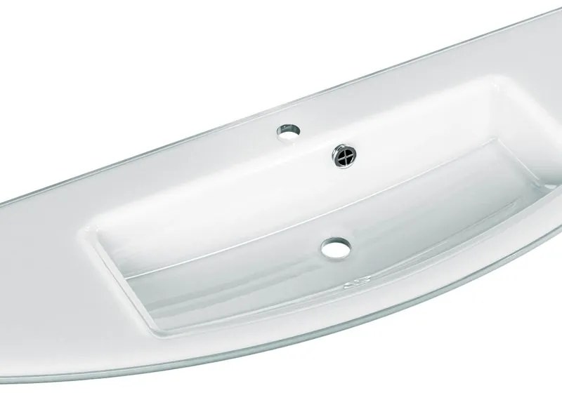 Lavabo da appoggio cassca rettangolare in vetro H 15 x L 141 cm bianco