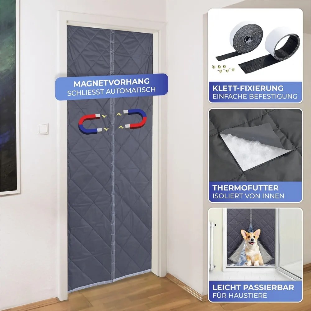 Tenda termica per porte in grigio-argento 80x200 cm - Maximex