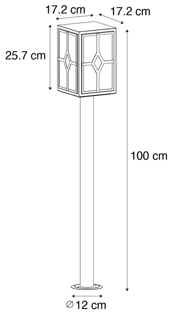 Lampada da terra classica da esterno nera 100 cm IP44 - Dover