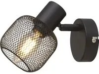 Applique Industrial-Nordico Meshy Acciaio Nero 1 Luce E14