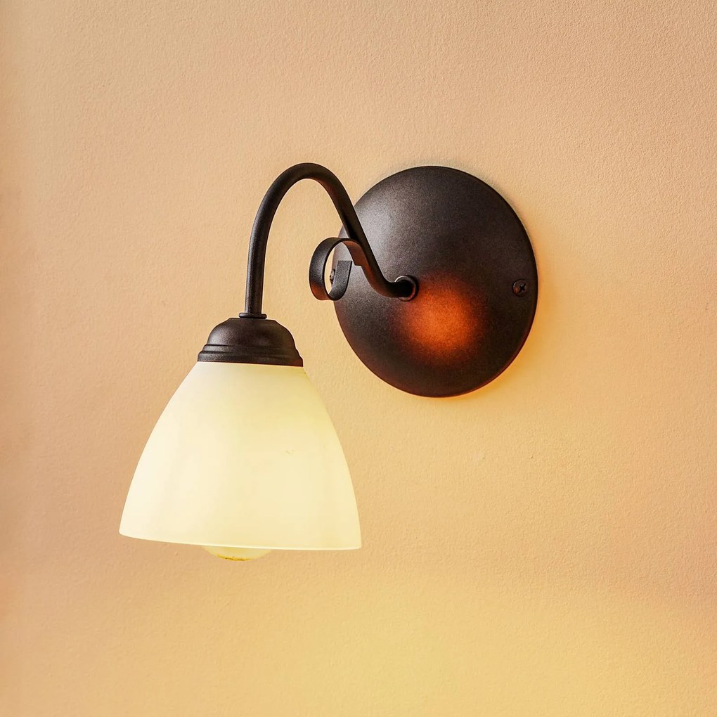 Lamkur Applique Adoro con paralume in vetro, marrone