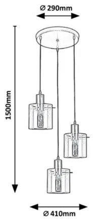 Rabalux - Lampadario su filo 3xE27/40W/230V