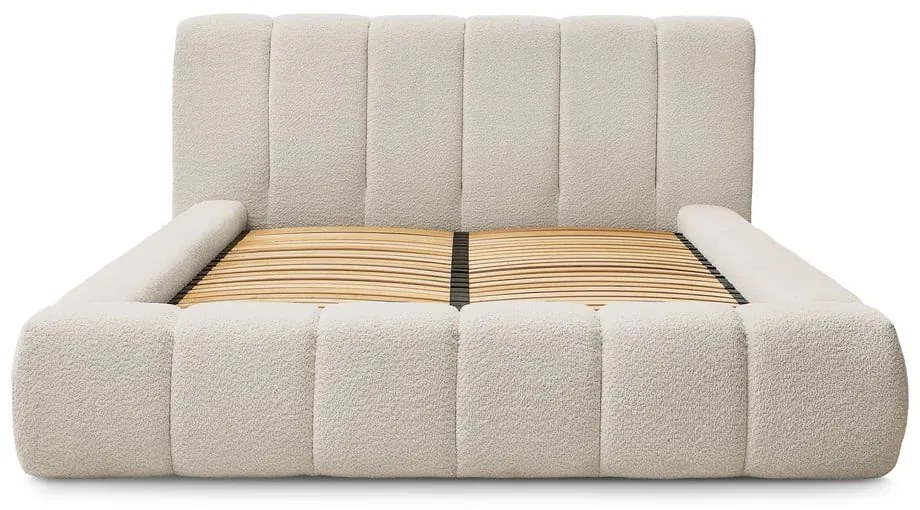 Letto matrimoniale imbottito beige contenitore e rete inclusi 160x200 cm Denali - Bobochic Paris
