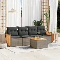 Set Divano da Giardino 5 pz con Cuscini Grigio in Polyrattancod mxl 88836