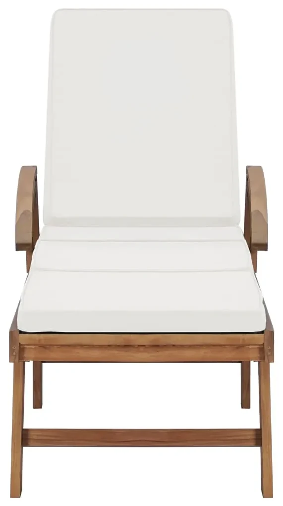 Lettini prendisole con cuscini 2 pz in legno di teak crema