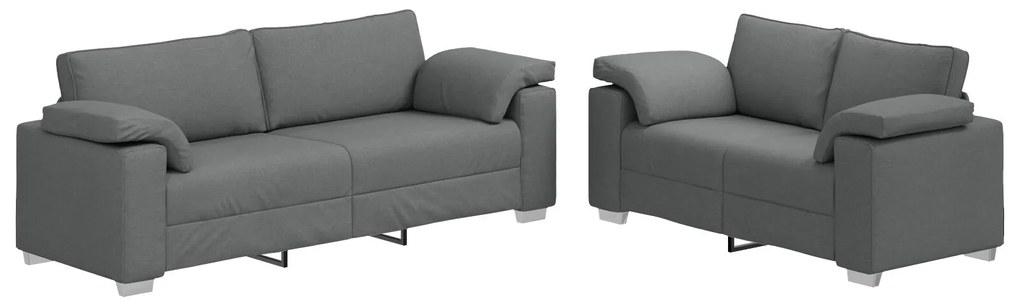Set divano 2 pezzi con cuscini grigio scuro