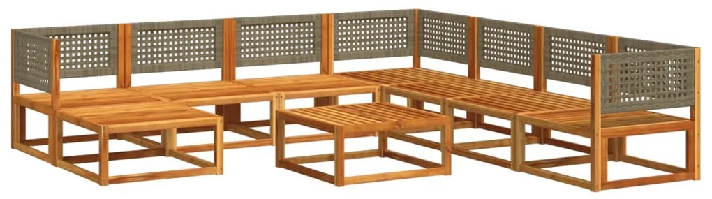 Set divano giardino 9 pz con cuscini legno massello di acacia