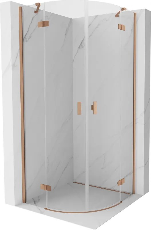 Mexen Mist cabina doccia semicircolare apribile 90 x 90 cm, trasparente, rame spazzolato - 8A33-090-090-65-00