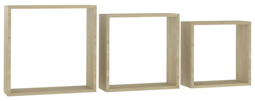 Mensole a cubo 3 pz rovere sonoma