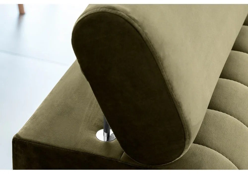 Divano color kaki allungabile e rivestimento in velluto 261 cm Laurence – ELTAP