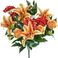 Set 2 Bouquet Artificiali Lilium/achillea 50 cm Giallo