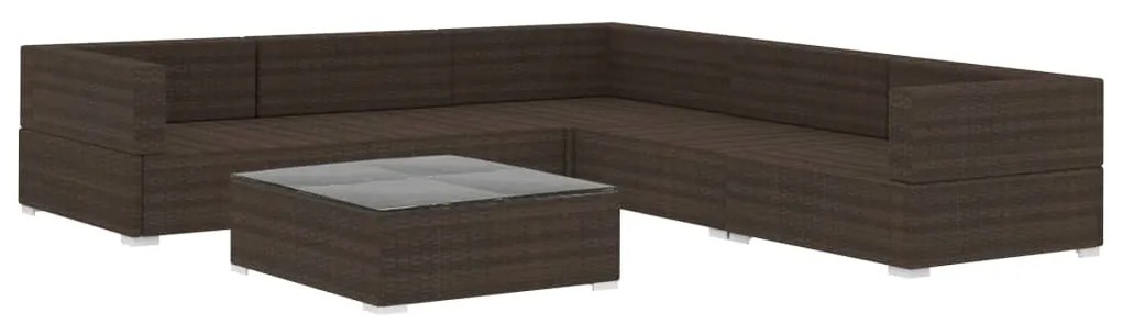 Set divani da giardino 6 pz con cuscini in polyrattan marrone
