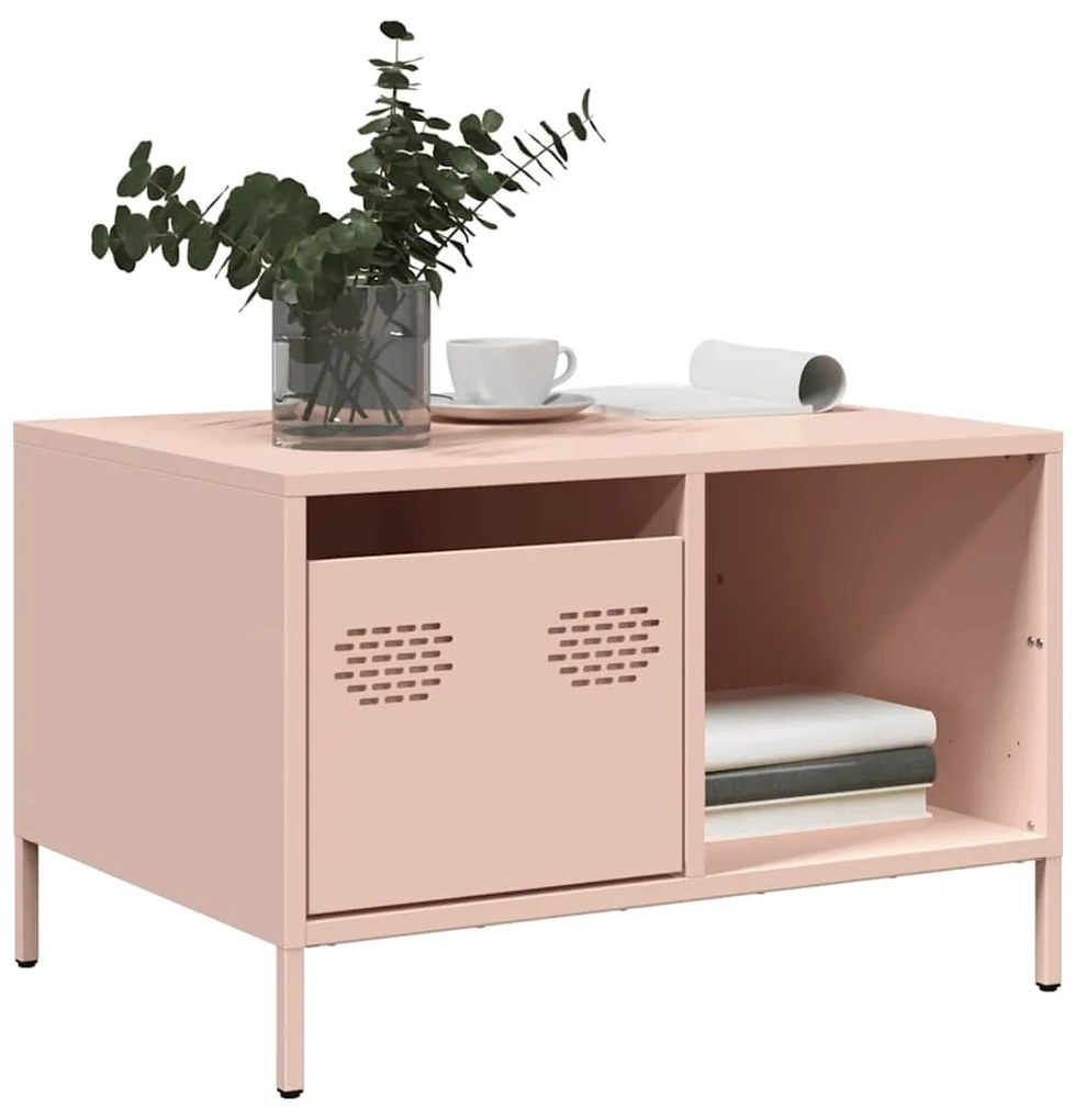 Tavolino Rosa 68,5x50x43,5 Cm İn Acciaio Laminato A Freddo /