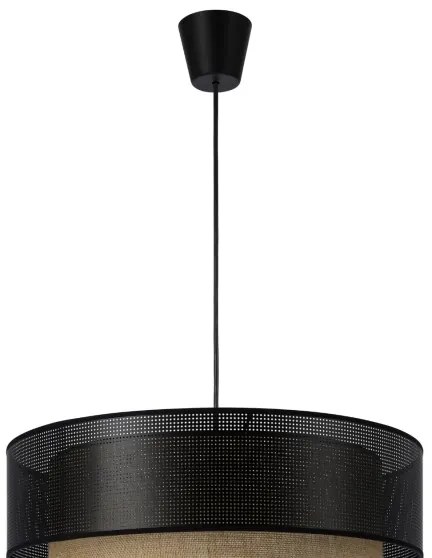 Lampada sospesa su cavo BORHO 1xE27/60W/230V Ø 50 cm nero/iuta