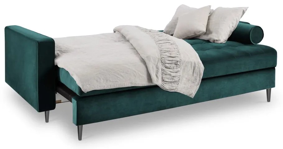 Divano letto in velluto verde petrolio Santo - Milo Casa