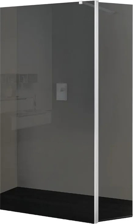 Deflettore walk-in Wens L 50 X H 200 cm, vetro fumè 6 mm, profilo bianco opaco