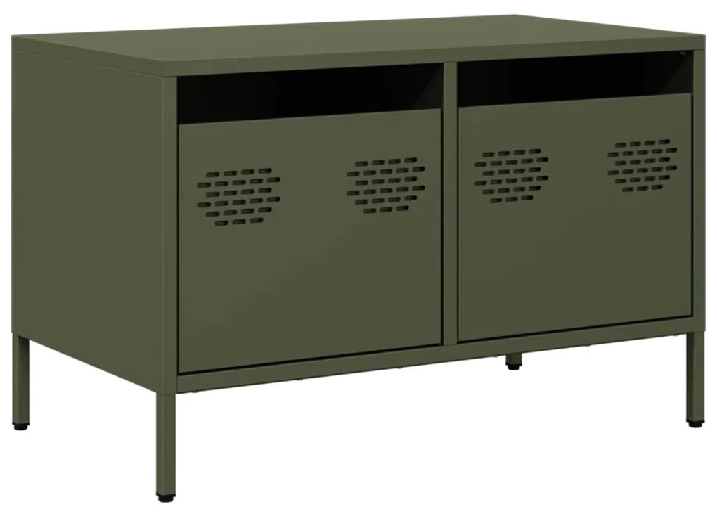 Mobile tv verde oliva 68x39x43,5cm in acciaio laminato a freddo