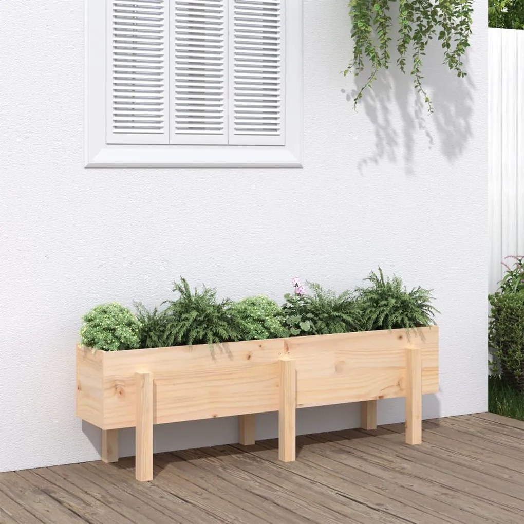Fioriera Rialzata Da Giardino 121x30x38 Cm Legno Massello Pino /