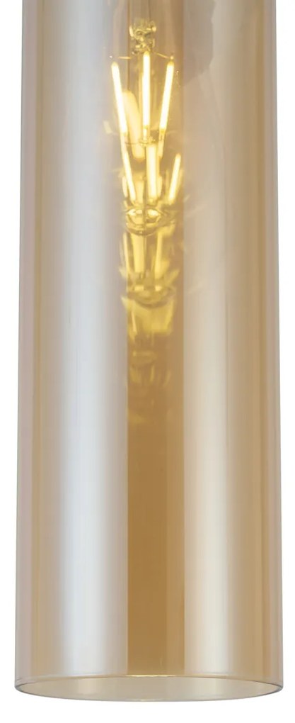 Lampada a sospensione Hotel Chic bronzo scuro con vetro ambrato - Stavelot