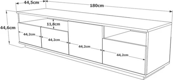 Mobile Porta Tv Da Terra 180x45x45 Bianco E Rovere Con Vani Force