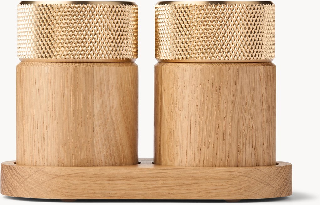 Set macina sale e pepe in legno di quercia con vassoio Sina